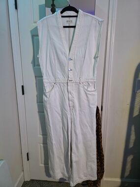 Etica White Sleeveless Denim Jumpsuit
